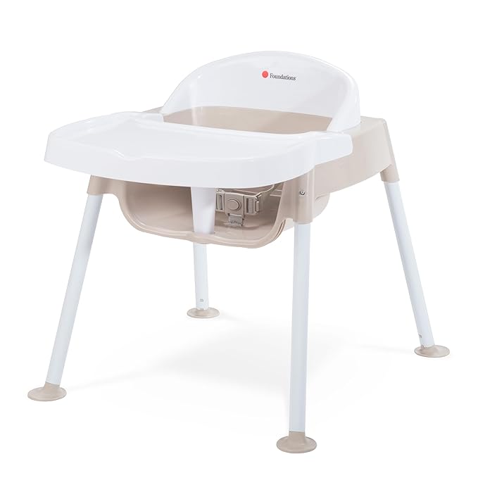 Foundations Secure Sitter Feeding Chairs Multipack, No-Tip Feet, 3-Point Adjustable Harness, Removable Tray, Easy to Clean, Stackable Feeding Chairs, 3 Pack (11 inch)