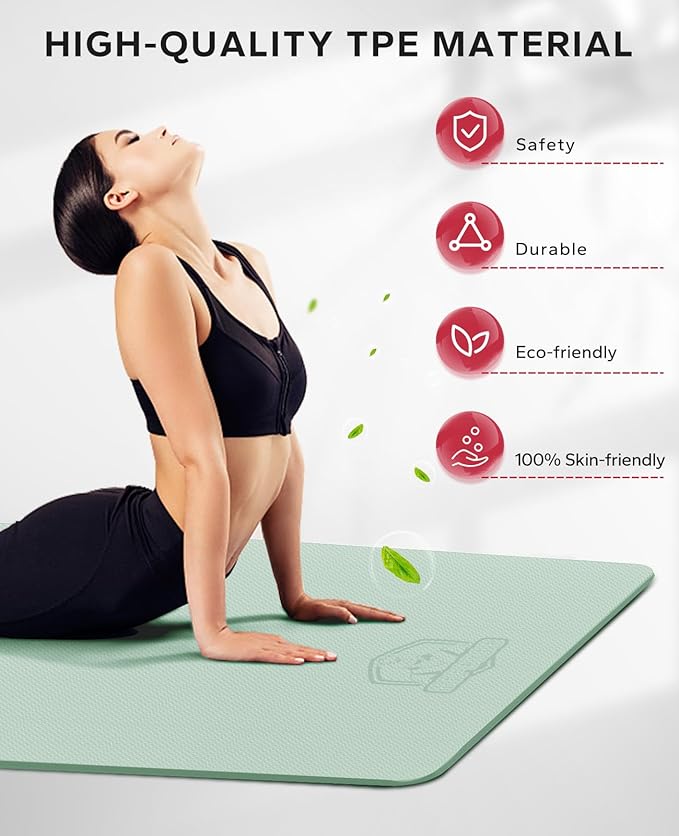 HAPBEAR Extra Large Yoga Mat - 72"x48"/78"x54", 1/4" & 1/3" Thick, Non-Slip, Durable, Eco-Friendly, Wide Exercise Mat for Home Workouts, Yoga, Pilates, Stretching, Meditation (Barefoot Exercise)