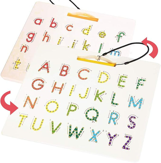 CozyBomB™ Double Sided Magnetic Letter Board - 2 in 1 Alphabet Magnets Tracing Board for Toddlers ABC Letters Uppercase & Lowercase Practicing Gifts for Boys Girls Birthdays Christmas Holidays