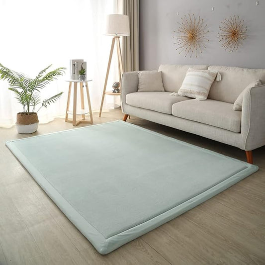 Loartee Coral Velvet Crawling Rug (6'7"x7'10", Light Green) for Toddler Children Play Area Rug Yoga Mat Exercise Pad Carpet