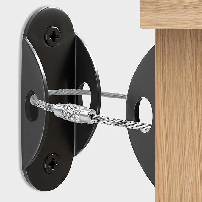 Furniture Anchors for Baby Proofing, Anti Tip Furniture Anchor Securing 420lbs Tension Earthquake Resistant Metal Furniture Wall Anchor Prevent Baby Pet from Falling Furniture（12 Pack，Black）