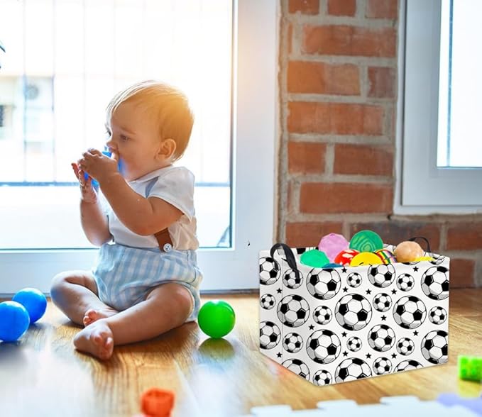 HIYAGON Rectangular Soccer Basket Kids Gift Basket Baby Boy Basket Kids Toy Storage Bin Basket Organizer Box Soccer Room Decor(Soccer)
