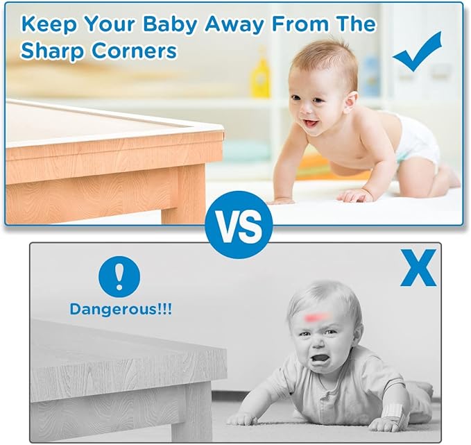 Baby Proofing, 0.6in Edge Protector Strip Clear, Thickened Silicone Soft Corner Protectors with Upgraded Pre-Taped Strong Adhesive, 13.1ft Edge Protectors for Cabinets, Tables, Drawers
