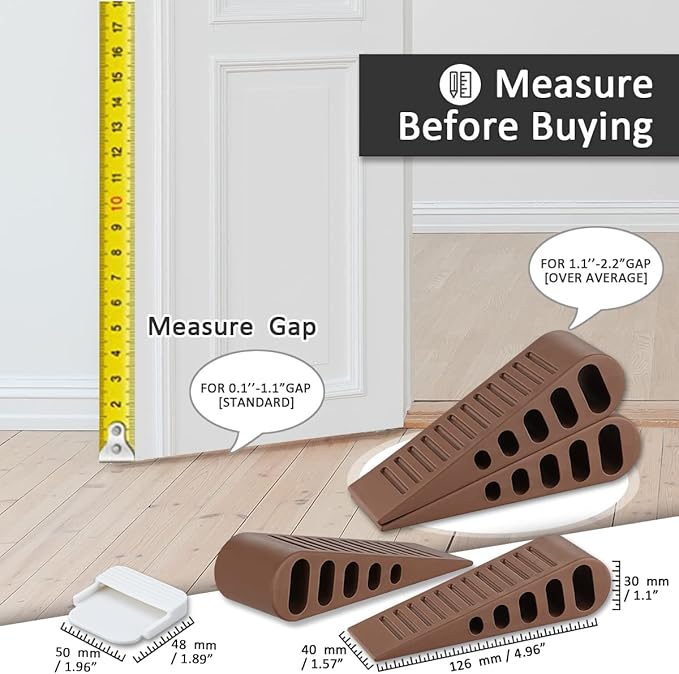 JQK Rubber Door Stopper Wedge, Bronze 2 Pack Soft TPR Premium Door Stops for Bottom of Heavy Duty Door on Tile, Concrete, Carpet, Wooden Floor, DSB61-ORB-P2