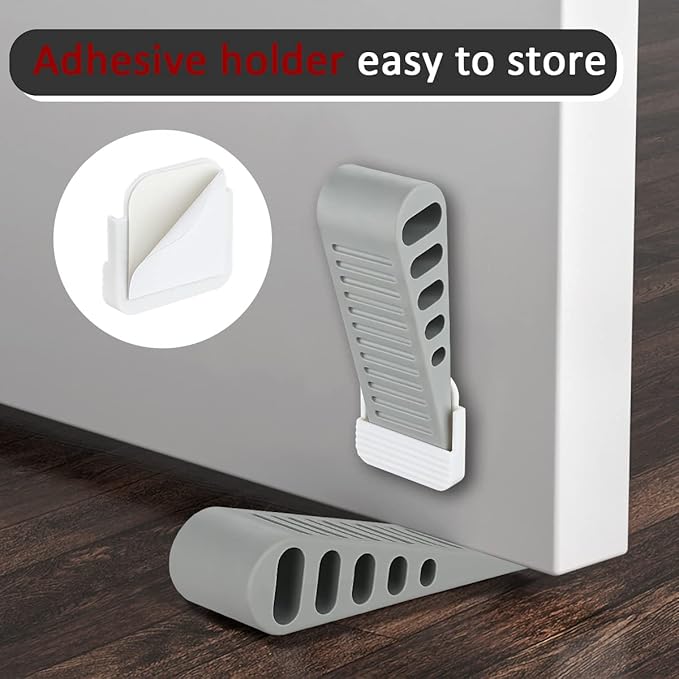 JQK Rubber Door Stopper Wedge, Grey 9 Pack Soft TPR Premium Door Stops for Bottom of Heavy Duty Door on Tile, Concrete, Carpet, Wooden Floor, DSB61-GY-P9