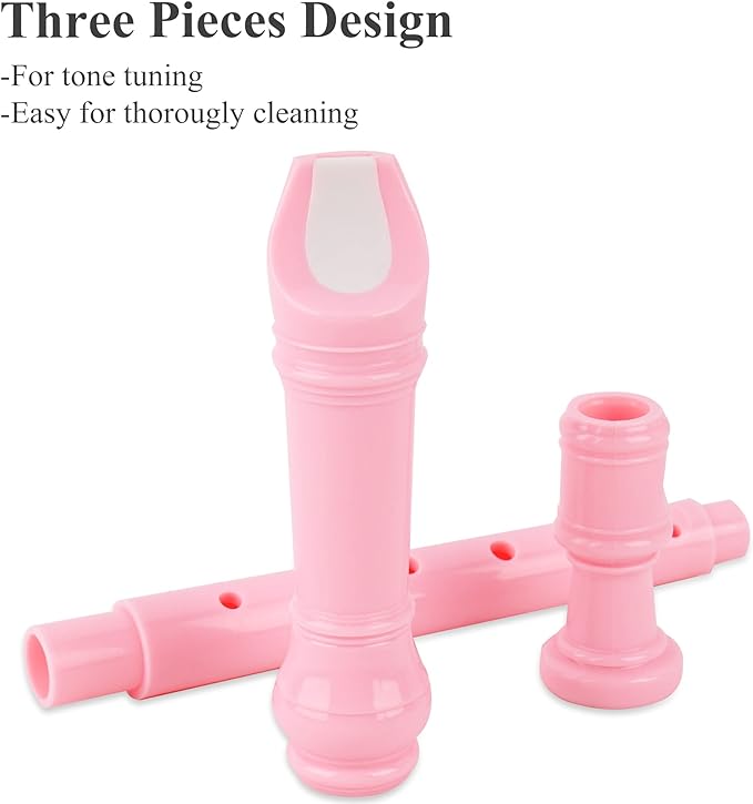 Recorder Instrument for Beginner Kids Adults,8-Hole Soprano Descant Recorder Music Flute with with Cleaning Rod & Leather Case For School Student Home Entertainment(2-Pink Splash-ink)