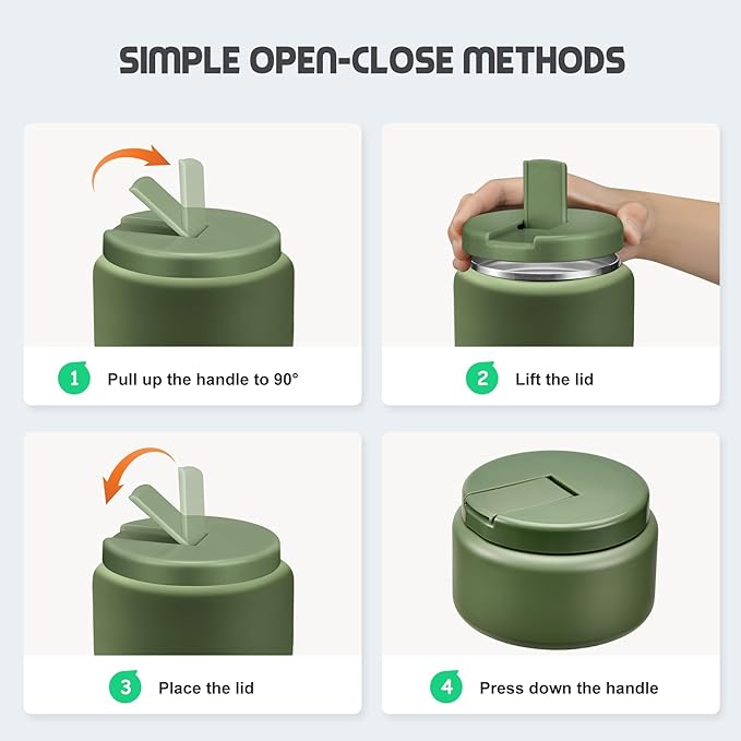 13.5oz Soup Thermo for Hot Food Kids with Buckle Lid Insulated Vacuum Food Jar Wide Mouth Leakproof Stainless Steel Lunch Container (Green)