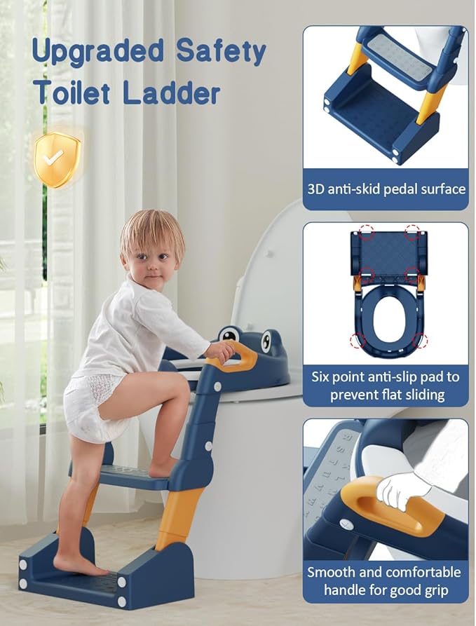 Potty Training Seat, Toddler Potty Training Toilet, Upgrade 2 In 1 Toddler Toilet Seat with Steps Stool Splash Guard and Anti-Slip Pad Soft Cushion, Potty Seats for Toddlers Baby Kids