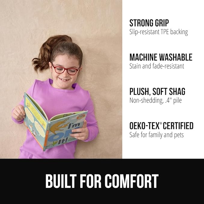 GORILLA GRIP Ultra Soft Washable Area Rug, 6x9, Stain and Slip Resistant Plush Thick Carpet for Bedroom Living Room, No Shed Floor Rugs, Pet Friendly, Dorm Essentials, Kids Nursery Home Decor, Ivory