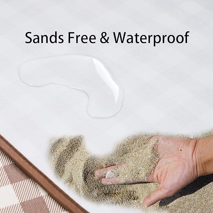 Beach Blanket Extra Large Picnic Blanket Sand Free Waterproof Outdoor Indoor Blanket Lightweight Easy Fold Handy Mat Portable Beach Mat for Camping Hiking Travel Park Grass