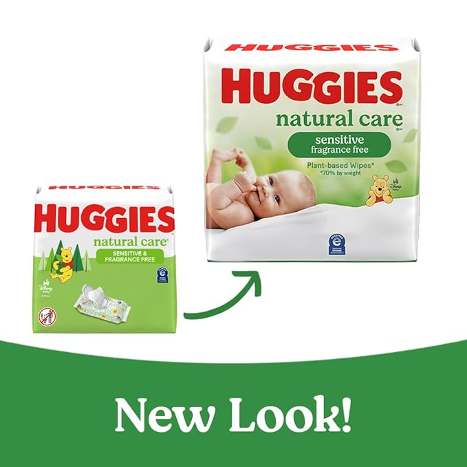 Huggies Natural Care Sensitive Baby Wipes, Unscented, Hypoallergenic, 6 Flip-Top Packs (288 Wipes Total)