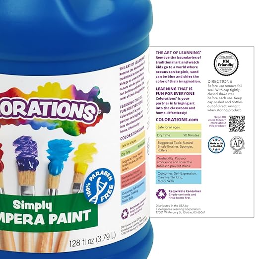 Colorations Tempera Paint, Gallon Size, Turquoise, Non Toxic, Vibrant, Bold, Kids Paint, Craft, Hobby, Fun, Art Supplies (Item # GSTTU), 1 Gallon