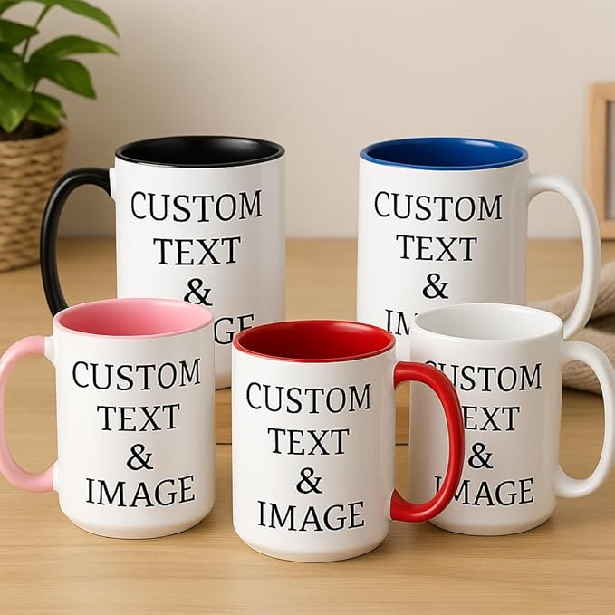 Customized Photo Mug with Personalized Text Upload Your Image with Different Designs