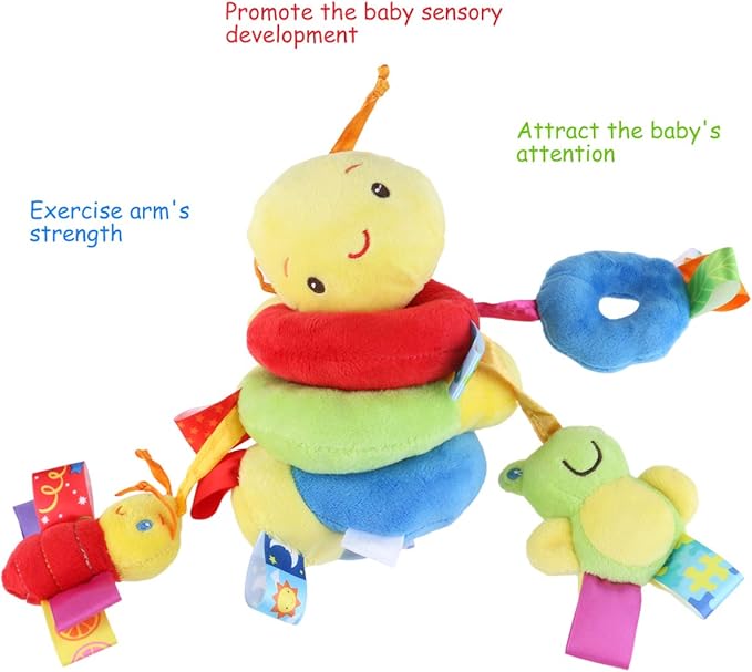 Uonlytech Baby Crib Hanging Rattles Toys, Carseat Toys Hanging Rattles Spiral Stroller Crib Cot Toy Spiral Toy Pram Hanging for Babies Boys and Girls