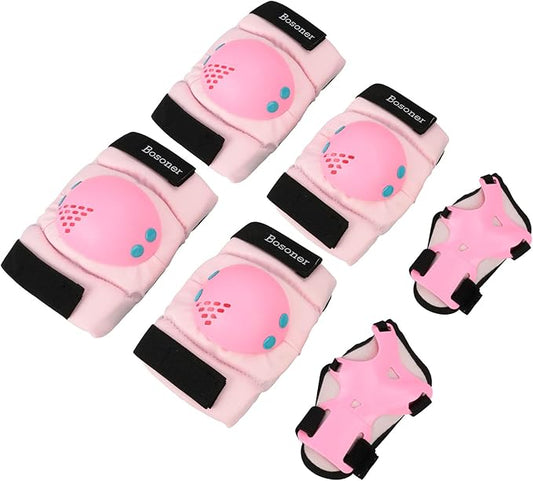 BOSONER Kids/Youth Knee Pads Elbow Pads Wrist Guards Set for 3-15 Years, Child Protective Gear Set for Roller Skates, Cycling, BMX Bike, Skateboard, Inline Skating, Scooter Riding Sports…