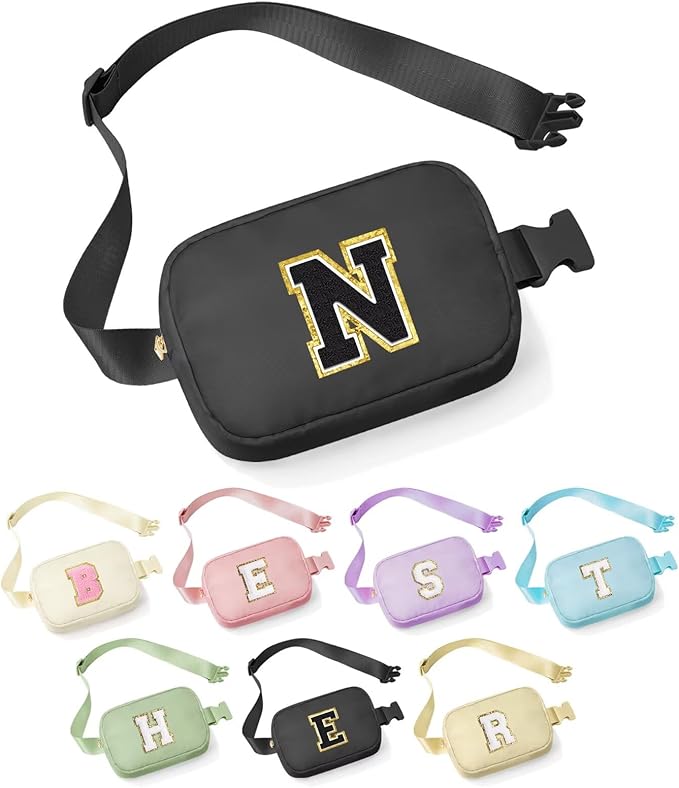 YOOLIFE Birthday Gifts for Women - 30th 40th 50th 60th 70th Birthday Gifts for Mom Daughter Her Friend Sister Girlfriend, Personalized Gifts Christmas Gifts, Initial Belt Bag Crossbody Bags N