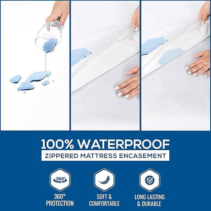 Utopia Bedding Zippered Mattress Encasement Twin, 100% Waterproof Bed Bug and Dust Mite Proof Mattress Protector, Absorbent Six-Sided Mattress Cover