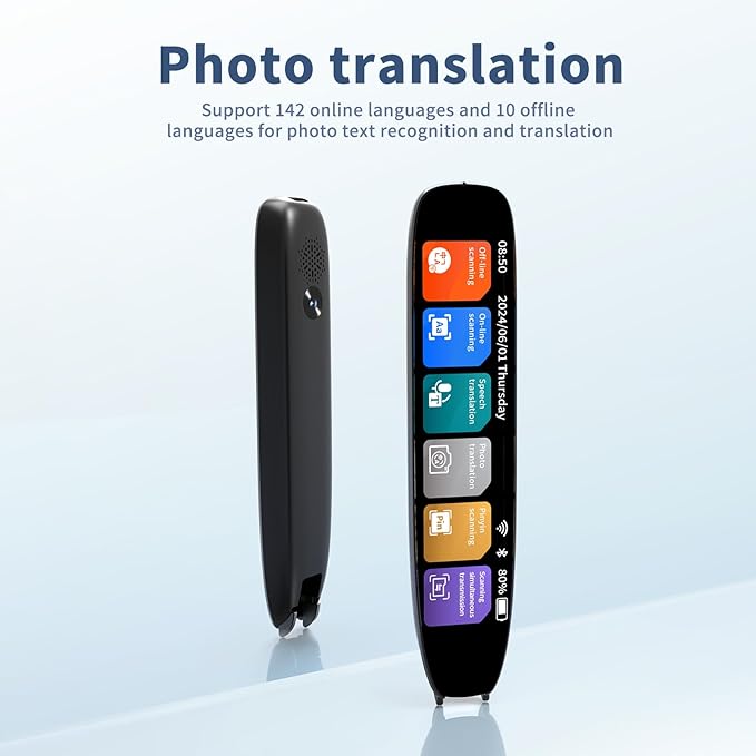 Language Translator Pen, 142 Languages Supported Translation Pen, OCR Pen Scanner, Text to Speech Reading Pen for Dyslexia, Text Extract Reader Pen, Portable Traductor Pen for Study, Travel, Business
