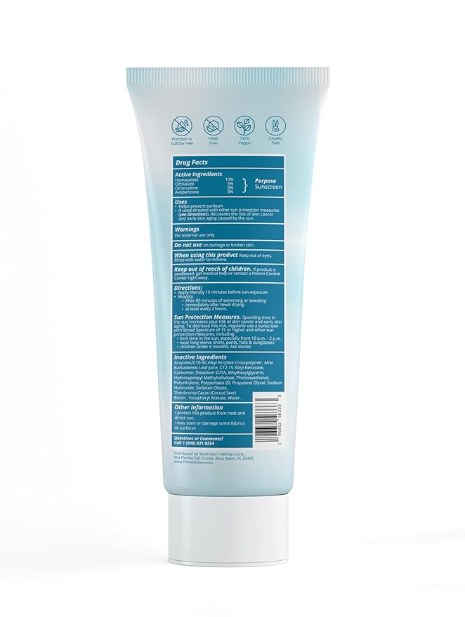 Florida Glow Water Based Sunscreen Lotion SPF 50, 8 OZ Pack of 1 - Florida keys and Hawaii act 104 reef compliant (oxybenzone and octinoxate free)- great for Kids and sports