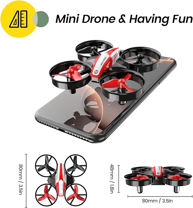 Holy Stone Mini Drone for Kids and Beginners RC Nano Quadcopter Indoor Small Helicopter Plane with Auto Hovering, 3D Flips, Headless Mode and 3 Batteries, Great Gift Toy for Boys and Girls, HS210 Red