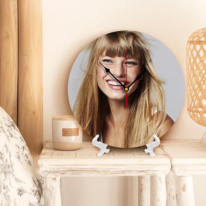 Generic Custom Clocks for Walls Personalized Clocks with Picture, 10inch-25cm Round Silent Wall Clock, Modern Style for Living Room, Unisex, Indoor Use, PVC Material