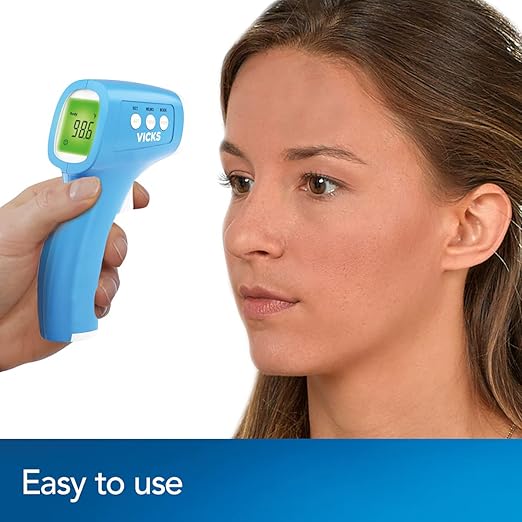Vicks Non-Contact Infrared Thermometer for Forehead, Food and Bath – Fast, Reliable, and Clinically Proven Accuracy for Adults, Babies, Toddlers and Kids