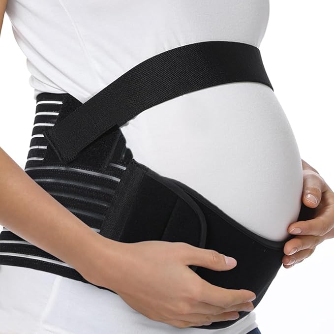 FITTOO Maternity Belt Back Support Belly Band Pregnancy Belt Support Brace Abdominal Binder Waist Support Black S