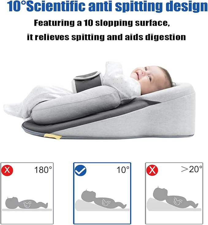 Soft Baby Reflux Pillow Portable Adjustable Baby Wedge Pillow for Newborn Infant, Support Breastfeeding Pillows