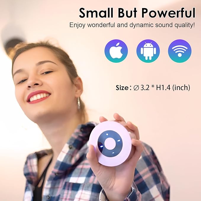 XLEADER Mini Bluetooth Speaker (Travel Case Provided) HD Sound&Rich Bass, Touch Design, 12-15H Playtime, Support Aux Input, Micro SD, Mic, for iPhone Laptop Shower Office, Ideal Gifts, Pink Rose Gold