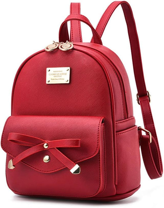I IHAYNER Girls Bowknot Cute Leather Backpack Mini Backpack Purse for Women