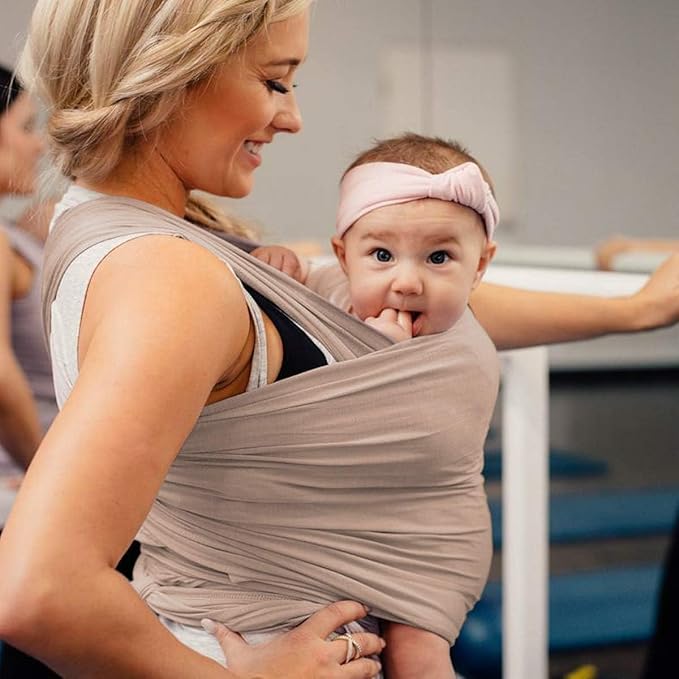 Acrabros Baby Wrap Carrier,Hands Free Baby Carrier Sling,Lightweight,Breathable,Softness,Perfect for Newborn Infants and Babies Shower Gift,Dark Cappuccino