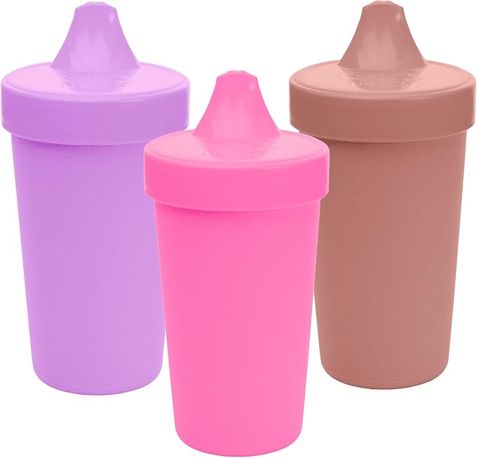 Re-Play Sippy Cups for Toddlers - 10 Oz. Reusable Spill Proof Cups for Kids, Dishwasher/Microwave Safe - Made in USA - Set of 3-3.13" x 6.25" - Berry