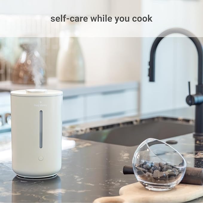 Hey Dewy Wellness Humidifier - for home, office, bathroom spa, or bedroom, with cool utrasonic mist hydration (Sand)