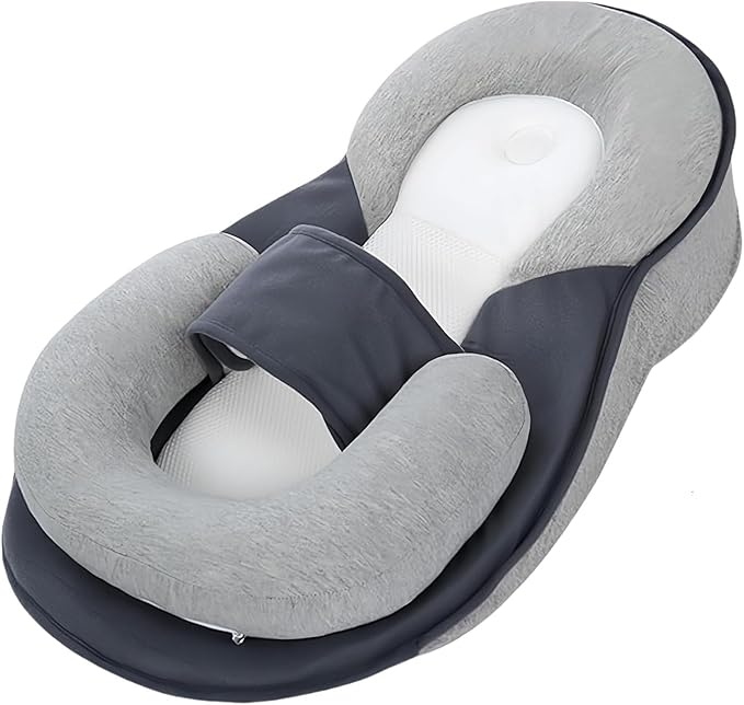 Baby Wedge Pillow for Newborn, Baby Lounger Pillow, Acid Reflux Breastfeeding Pillow for Reducing Spit-Up, with Safety Strap