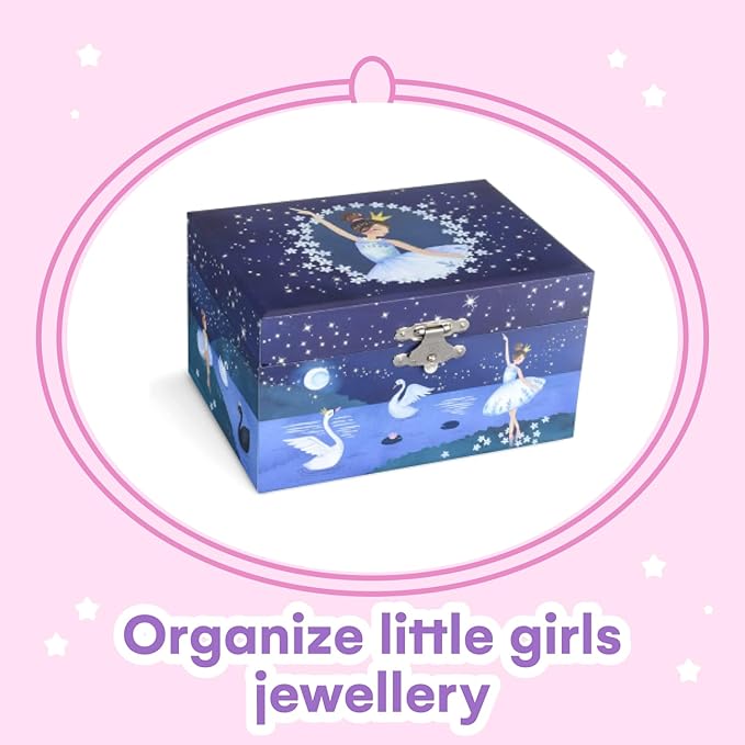 Jewelkeeper Girl's Musical Jewelry Storage Box with Spinning Ballerina, Glitter Design, Swan Lake Tune