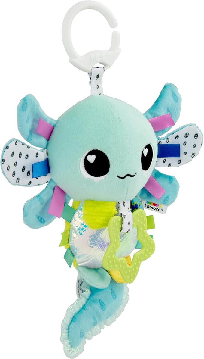 Lamaze Clip On Car Seat and Stroller Toy - Alise The Axolotl - Crinkle Car Seat Toys and Stroller Toys - Sensory Toys for Babies - Travel Toys for Car - Infant Toys Ages 0 Months and Up