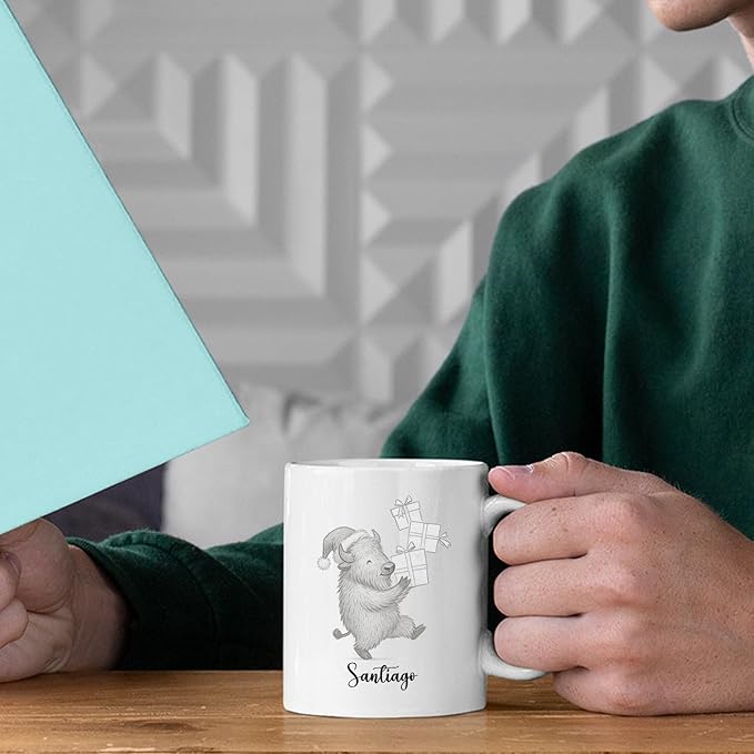 Unique Bison White Coffee Cup Gift For Thanksgiving Anniversary, Personalized Bison Lover Accent Ceramic Mug Gift For Men Women Friends Coworkers, Customized Choose Name Animal Coffee Mug 11 Oz 15 Oz