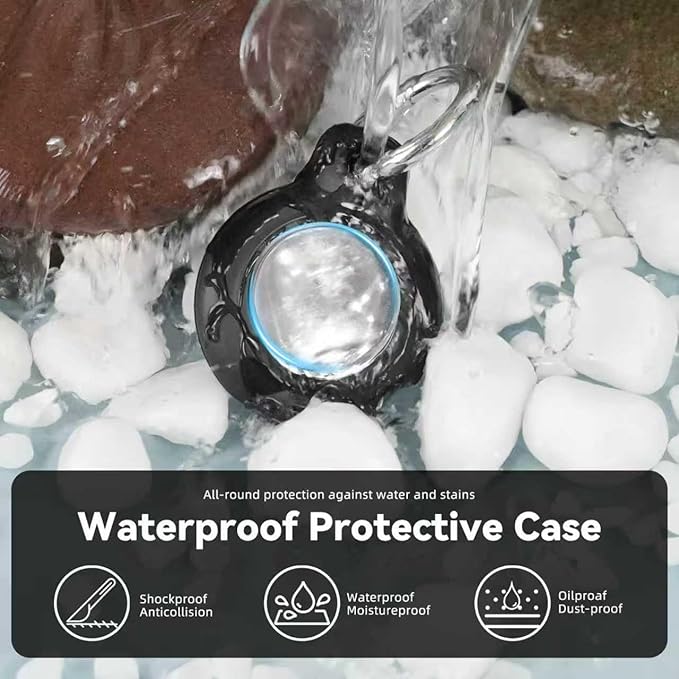 Upgrade Waterproof 4 Pack Airtags Holder with Apple Airtags Keychain, Hard PC Air Tag Case, Anti-Scratch & Shock Air tag Holder, Men's Women's Keyrings & Keychains -Black+Mint Green+Purple+Pink