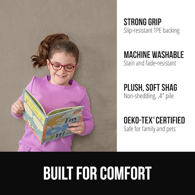 GORILLA GRIP Ultra Soft Washable Area Rug, 5x7, Stain and Slip Resistant Plush Thick Carpet for Bedroom Living Room, No Shed Floor Rugs, Pet Friendly, Dorm Essentials, Kids Nursery Home Decor, Taupe