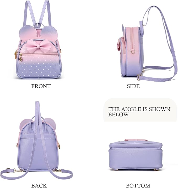 KL928 Girls Bowknot Polka Dot Cute Mini Backpack Small Daypacks Convertible Shoulder Bag Purse for Women