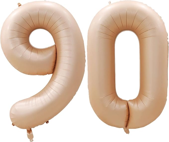 GOER Number 90 Balloons for 90th Birthday Party Decorations,42 Inch Jumbo Foil Helium Balloons for 90th Anniversary (Caramel)