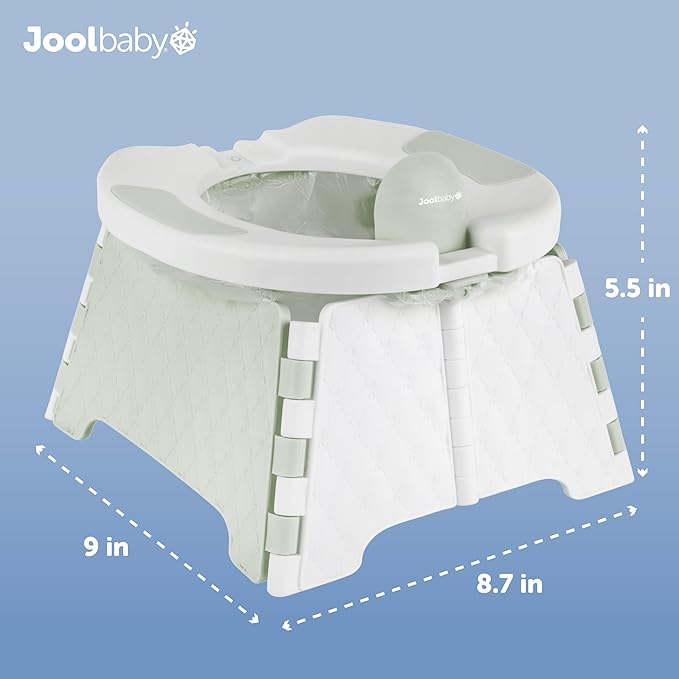 Jool Baby Portable Potty Training Chair with Travel Bag and 30 Liners, Foldable, Indoor/Outdoor Use, Camping (Sage)