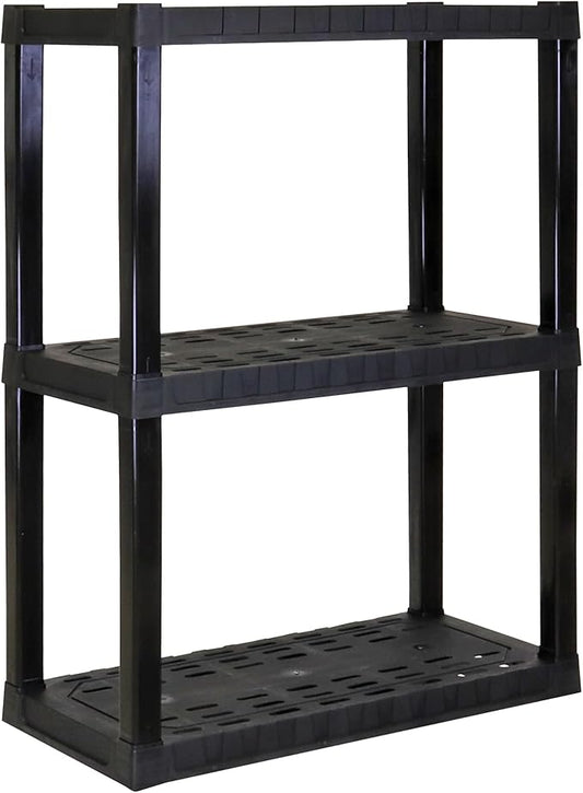 Oskar Storage Shelves - Bathroom Wall Organizer, Kids Room Toys Book Shelf, No Drill Heavy Duty, Kitchen Closet Garage Outdoor 3 Tier Stackable Plastic Shelving Unit