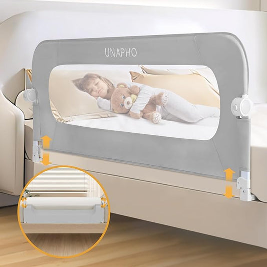 Bed Rail for Toddlers,Swing Down Kids Bed Rails Guard for Twin,Full,Queen,King,Bunk Size Bed,Extral Tall Child Bed Rail Guard with Reinforced Anchor Safety System (Grey, 59inch,1 Side)