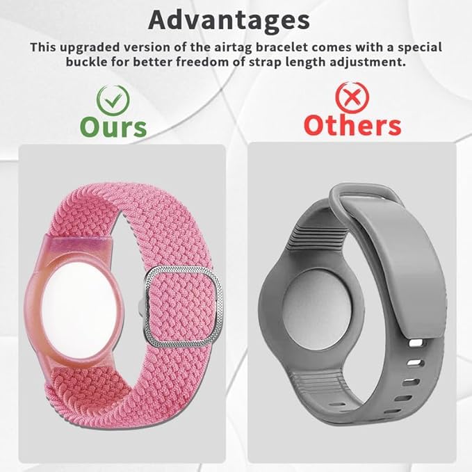 2 Pack Kids Bracelet Compatible with AirTag, GPS Kid Tracker Holder Braided Wristband for Apple Air Tag, 2022 Upgraded Nylon Adjustable Anti Lost Airtag Watch Band for Kids Children Elders