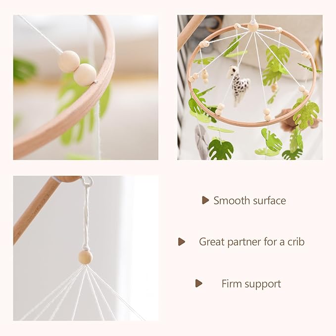 EERKEOD Baby Crib Mobile Baby Nursery Mobile Handmade Felt Forest Animal Mobile for Baby Boys and Girls Woodland Nursery Decor for Infant Bedroom Hanging Gender Neutral Baby Stuff