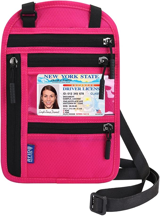 Neck Wallet Lightweight RFID Blocking Waterproof Travel Pouch for Women Men