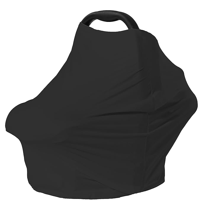 Carseat Covers for Baby Breastfeeding – Multi use Car Seat Canopy Cover, Infant Stroller Canopy Cover for Boy and Girls (Black Print)