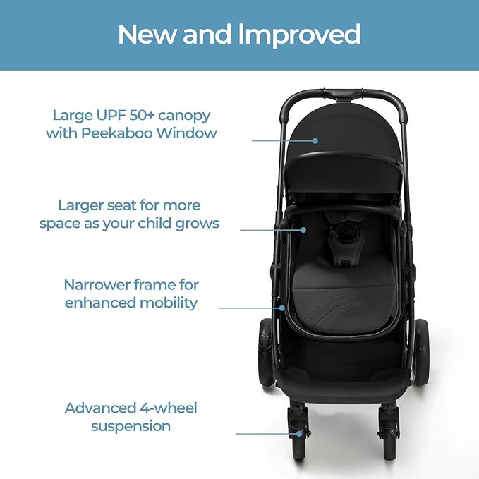 Mompush Wiz 2 in 1 Baby Stroller with Bassinet Mode, Convertible Infant Stroller for Newborn and Toddler with Reversible Seat and Large UPF 50+ Canopy