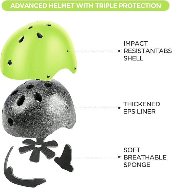 DaCool Kids Bike Helmet Set Skateboard Knee Pads - Kids Helmet Elbow Pads Wrist Guards Adjustable for 3~10yrs Girl Boy Kids Protective Gear Set for Sport Cycling Bike Roller Skating Scooter
